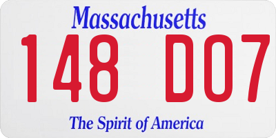 MA license plate 148DO7