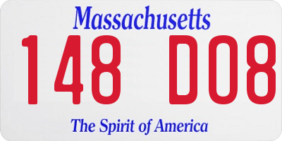 MA license plate 148DO8