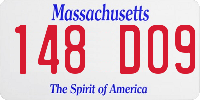 MA license plate 148DO9