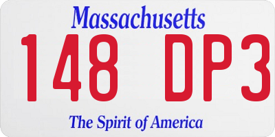 MA license plate 148DP3