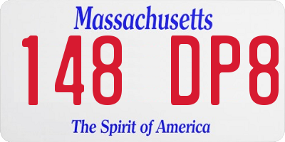 MA license plate 148DP8