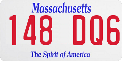 MA license plate 148DQ6