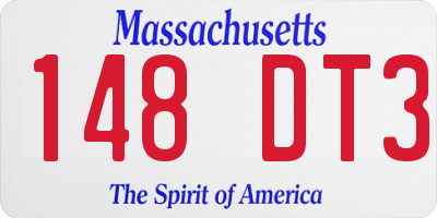 MA license plate 148DT3