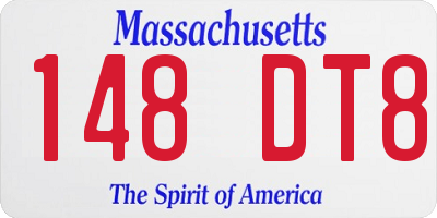 MA license plate 148DT8