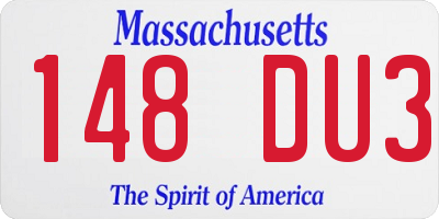 MA license plate 148DU3