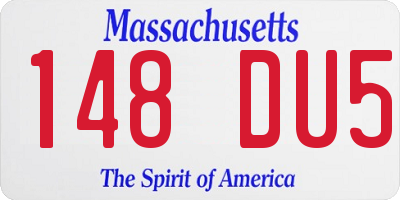 MA license plate 148DU5