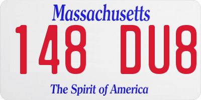 MA license plate 148DU8