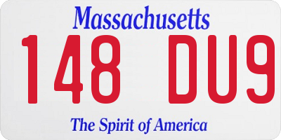 MA license plate 148DU9