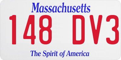 MA license plate 148DV3