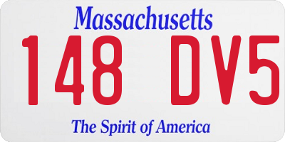 MA license plate 148DV5