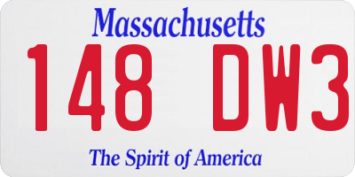 MA license plate 148DW3