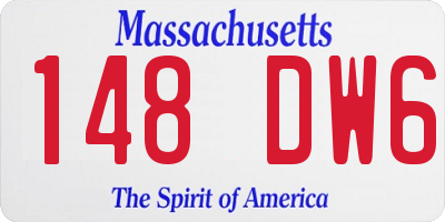 MA license plate 148DW6