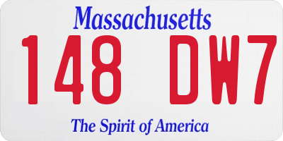 MA license plate 148DW7