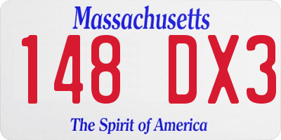 MA license plate 148DX3