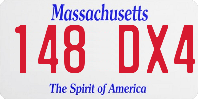 MA license plate 148DX4