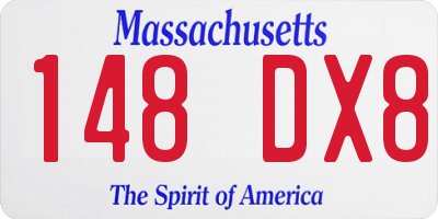MA license plate 148DX8