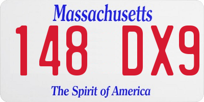 MA license plate 148DX9