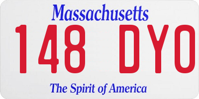 MA license plate 148DY0