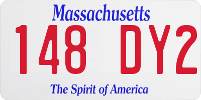 MA license plate 148DY2