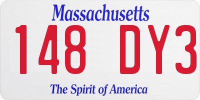 MA license plate 148DY3