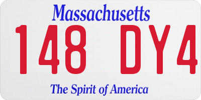 MA license plate 148DY4