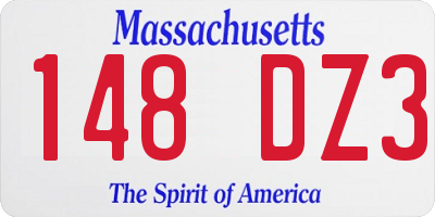 MA license plate 148DZ3