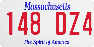 MA license plate 148DZ4