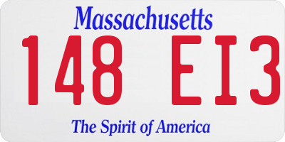 MA license plate 148EI3