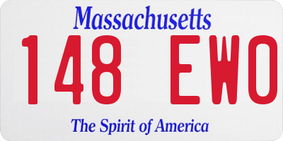 MA license plate 148EW0