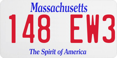 MA license plate 148EW3