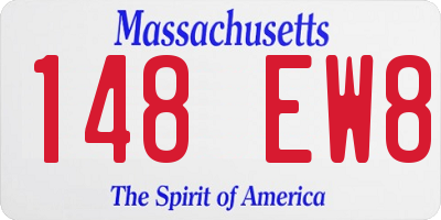 MA license plate 148EW8