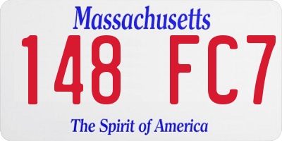 MA license plate 148FC7