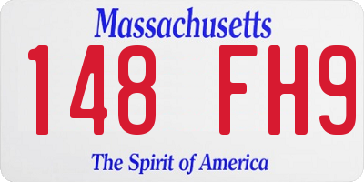MA license plate 148FH9