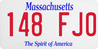MA license plate 148FJ0