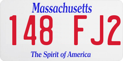 MA license plate 148FJ2