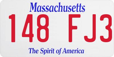 MA license plate 148FJ3