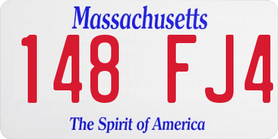MA license plate 148FJ4