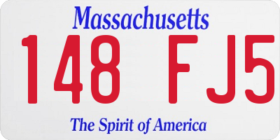 MA license plate 148FJ5