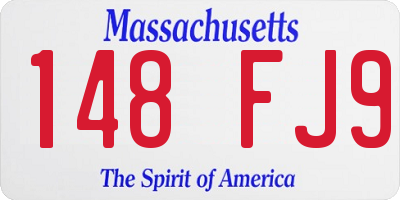 MA license plate 148FJ9
