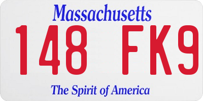 MA license plate 148FK9