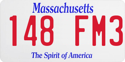 MA license plate 148FM3