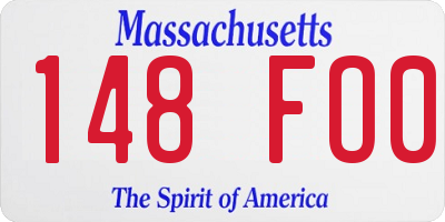 MA license plate 148FO0