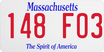 MA license plate 148FO3