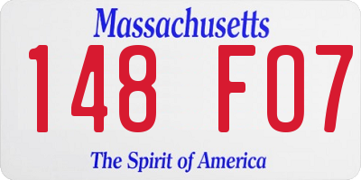 MA license plate 148FO7