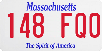 MA license plate 148FQ0