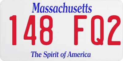 MA license plate 148FQ2