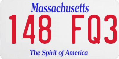 MA license plate 148FQ3