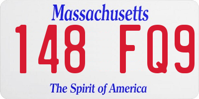 MA license plate 148FQ9