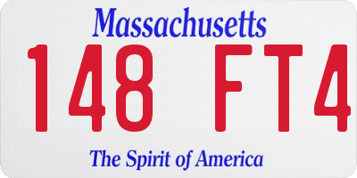MA license plate 148FT4