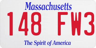 MA license plate 148FW3